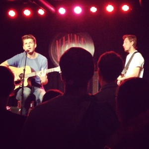 The Early November's frontman Ace Enders, left, with newest member Bill Lugs, right, perform an acoustic set at the Vinyl in Atlanta, GA, on Wednesday, July 30, 2014.